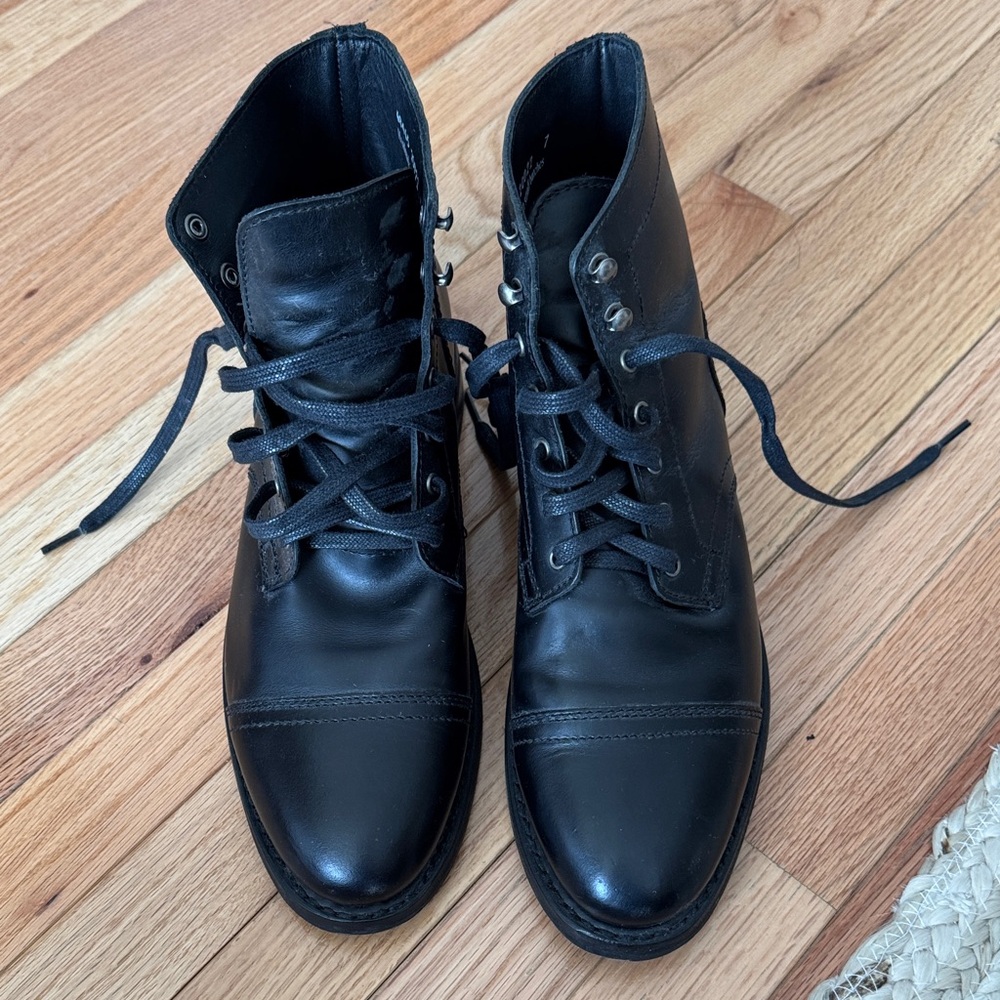 Thursday Boot Company Black Leather Lace-Up Boots